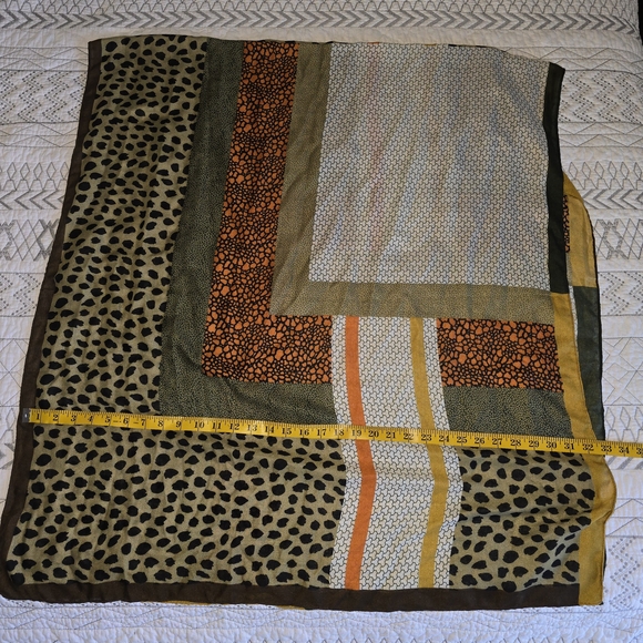 Leopard Print Patchwork Scarf 72 X 32 - Picture 3 of 4